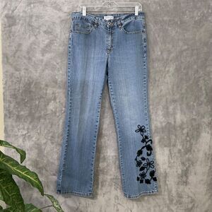 Coldwater Creek Embroidered  Blue Jeans Women’s 30”x30” Blue Denim Flare stretch